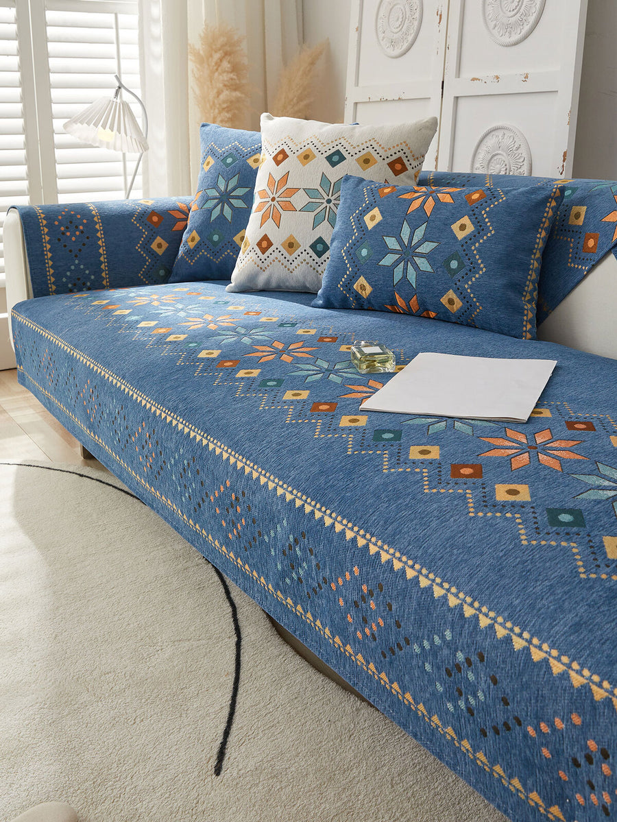 1pc Geometric Pattern Sofa Towel