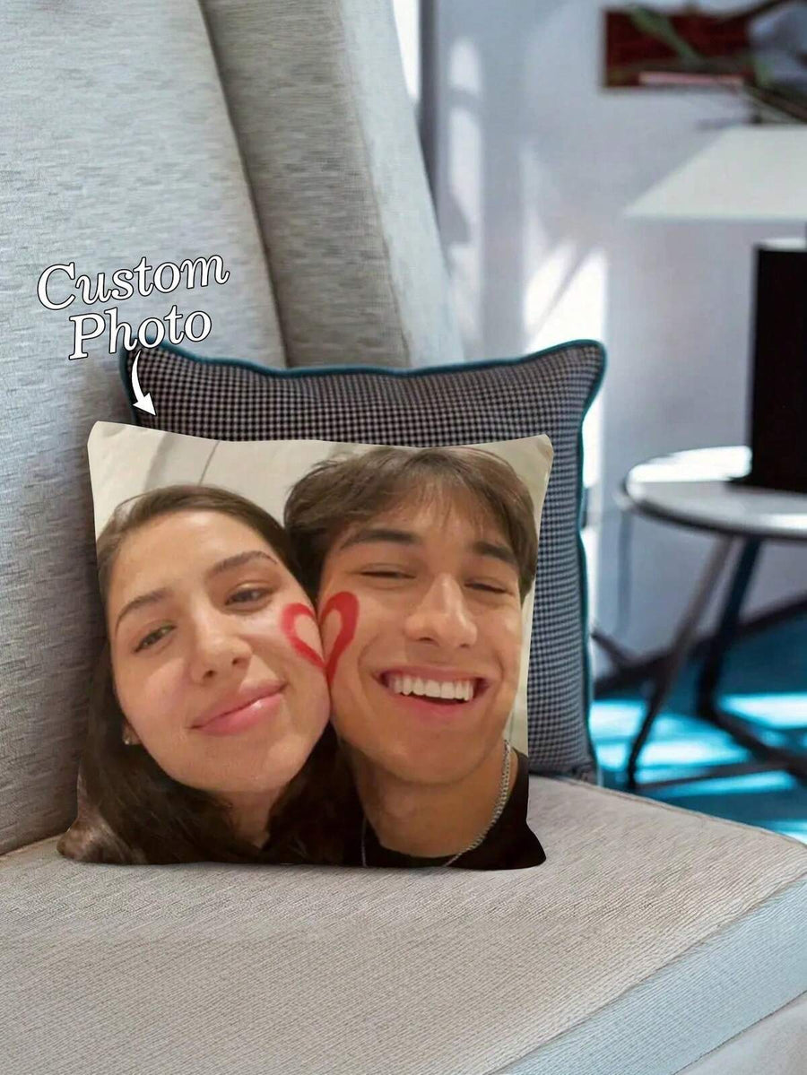 1pc Custom Photo Pillowcase For Home Decoration, Valentine's Day, Christmas, Breathable, Washable, Soft, Comfortable, Gift For Family, Pets, Mother's Day, Father's Day, Graduation, Wedding, Baby Shower Gift, Personalized Gift